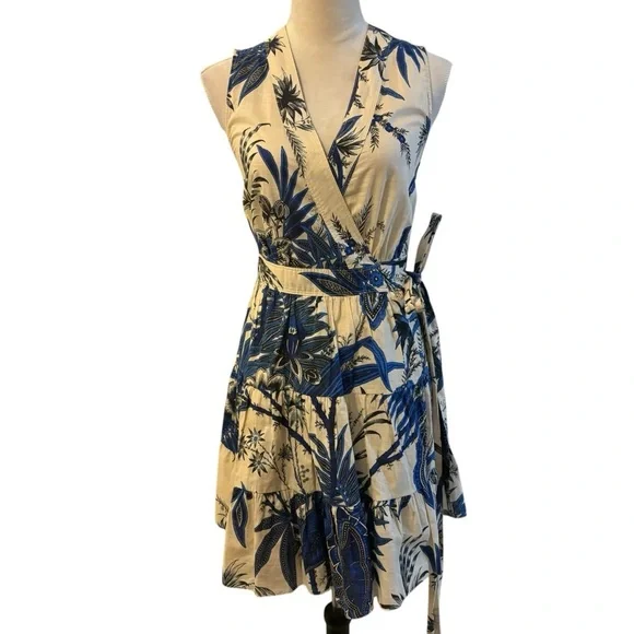 banana republic stampa mini dress Banana Republic | Dresses | Banana Republic Stampa Blue And Cream Floral  Print Wrap Mini Dress Size Xs